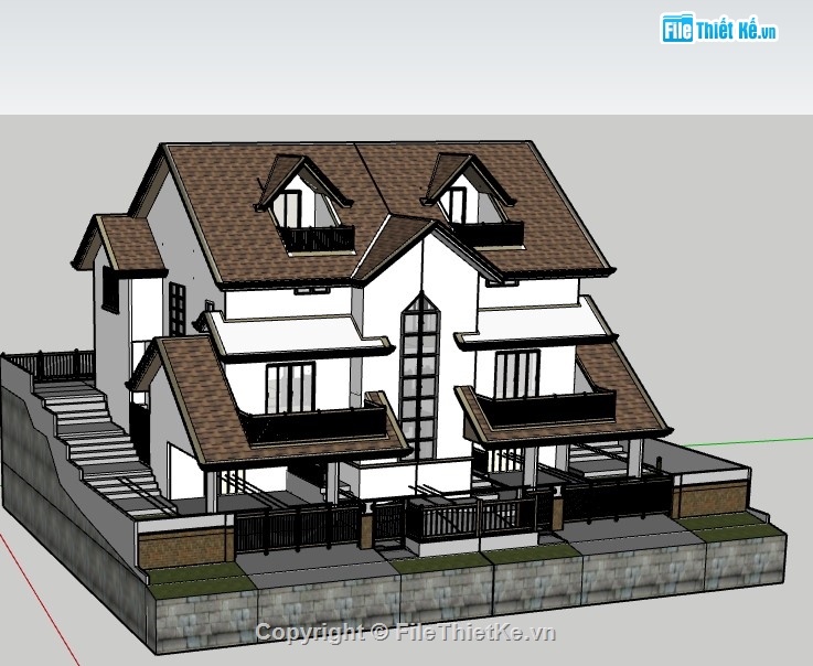 biệt thự 3 tầng,file su biệt thự,model su biệt thự