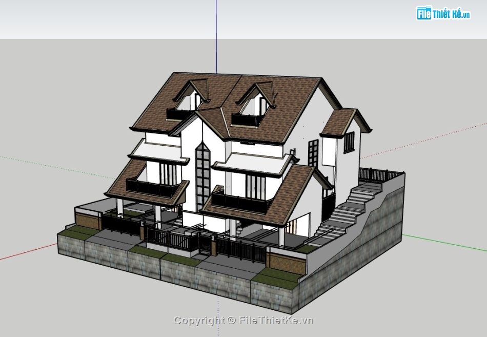 biệt thự 3 tầng,file su biệt thự,model su biệt thự