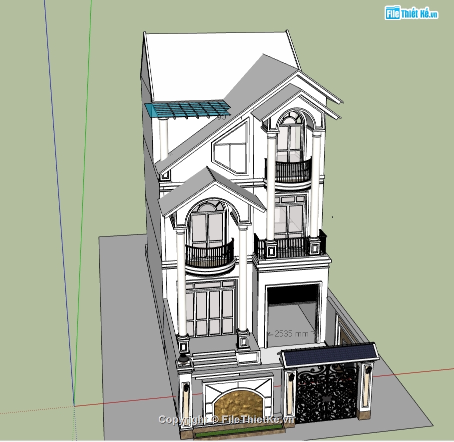 file sketchup biệt thự 3 tầng,biệt thự 3 tầng model sketchup,file 3d biệt thự 3 tầng