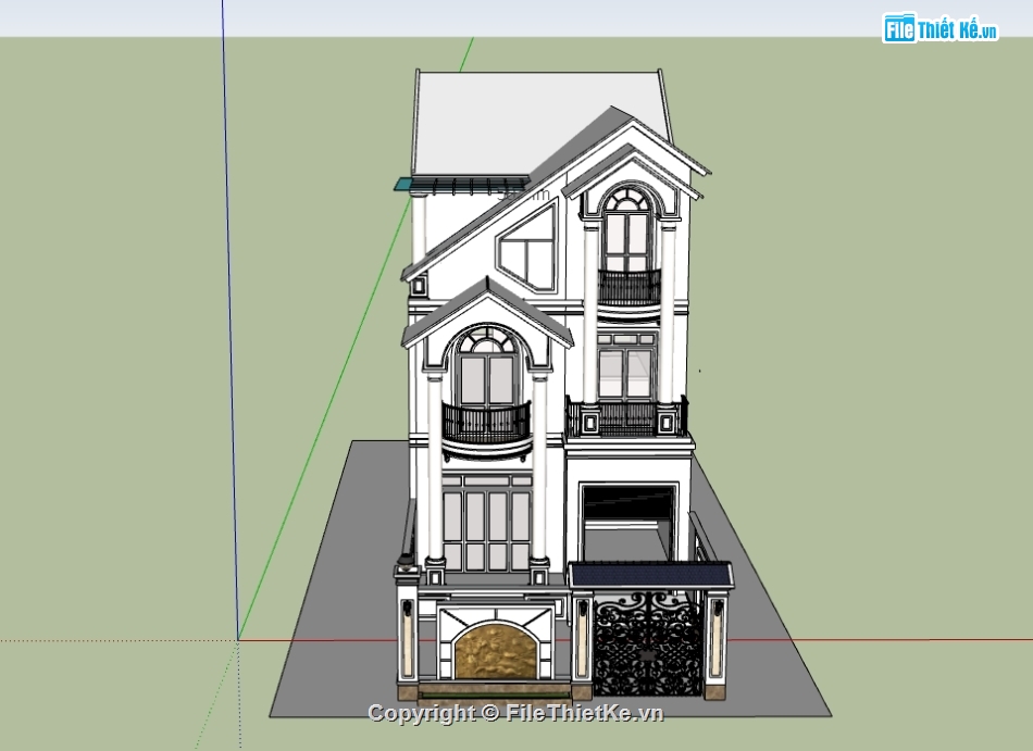 file sketchup biệt thự 3 tầng,biệt thự 3 tầng model sketchup,file 3d biệt thự 3 tầng