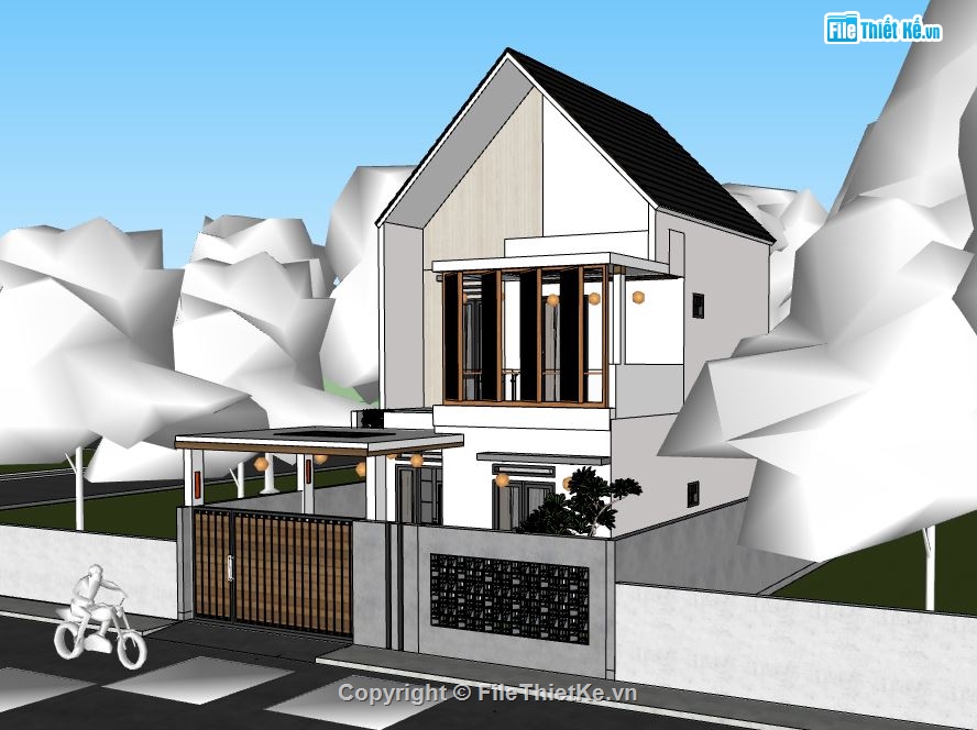 biệt thự file su,biệt thự  2 tầng su,sketchup biệt thự