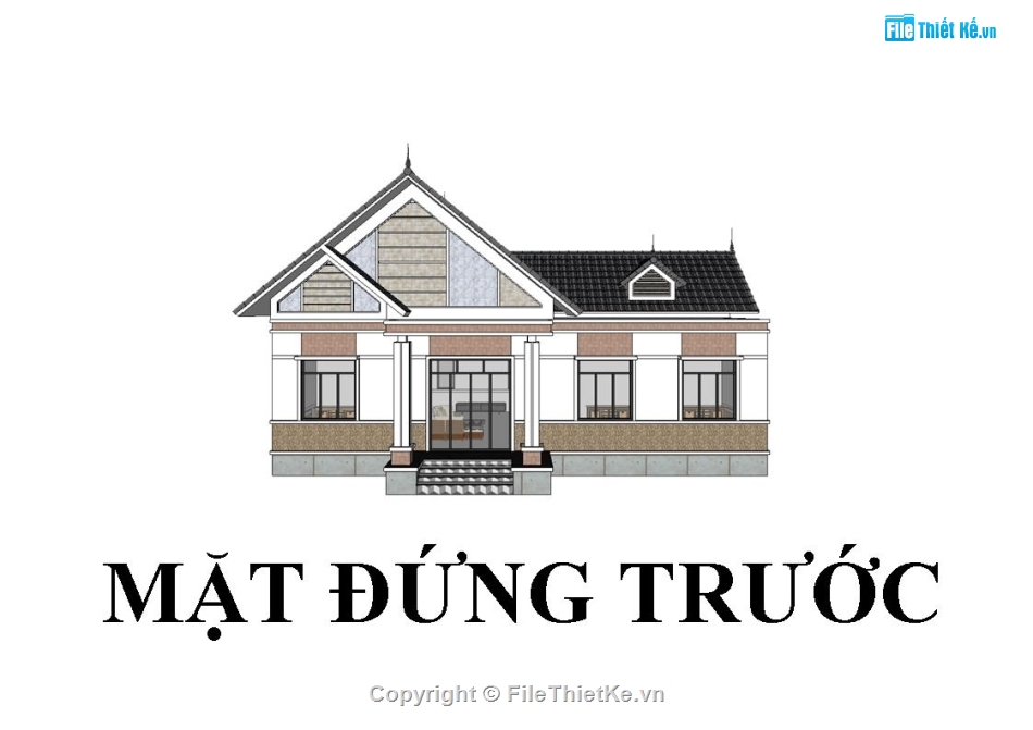 biệt thự mái thái,biệt thự 1 tầng,file su biệt thự 1 tầng