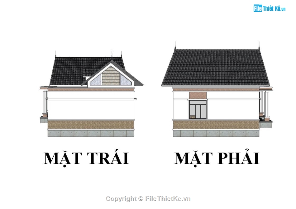 biệt thự mái thái,biệt thự 1 tầng,file su biệt thự 1 tầng