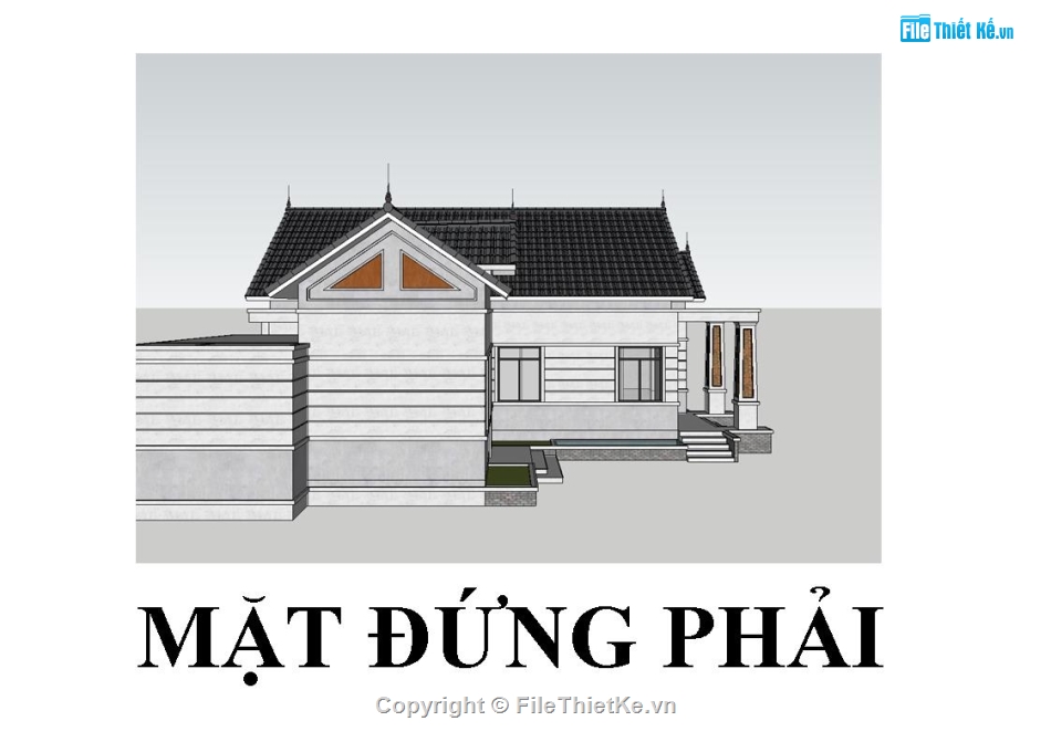 file sketchup,biệt thự mái thái,mái thái,sketchup biệt thự