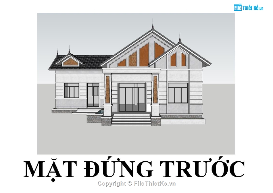 file sketchup,biệt thự mái thái,mái thái,sketchup biệt thự