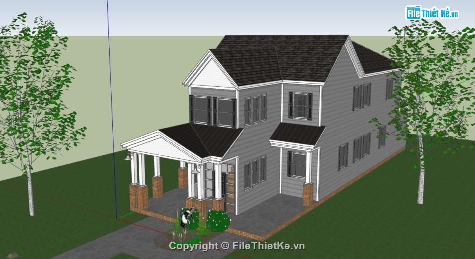 file su biệt thự 2 tầng,mẫu biệt thự 2 tầng sketchup,biệt thự 2 tầng su