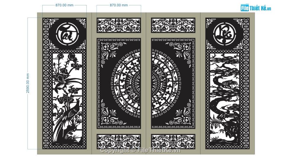 cổng 2 cánh tài lộc,cnc cổng 2 cánh tài lộc,file cổng 2 cánh cnc,cnc cổng 2 cánh