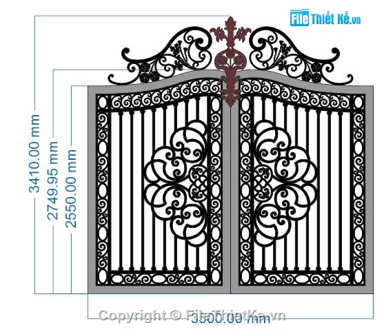 thiết kế cổng 2 cánh,mẫu cổng 2 cánh,file cổng 2 cánh