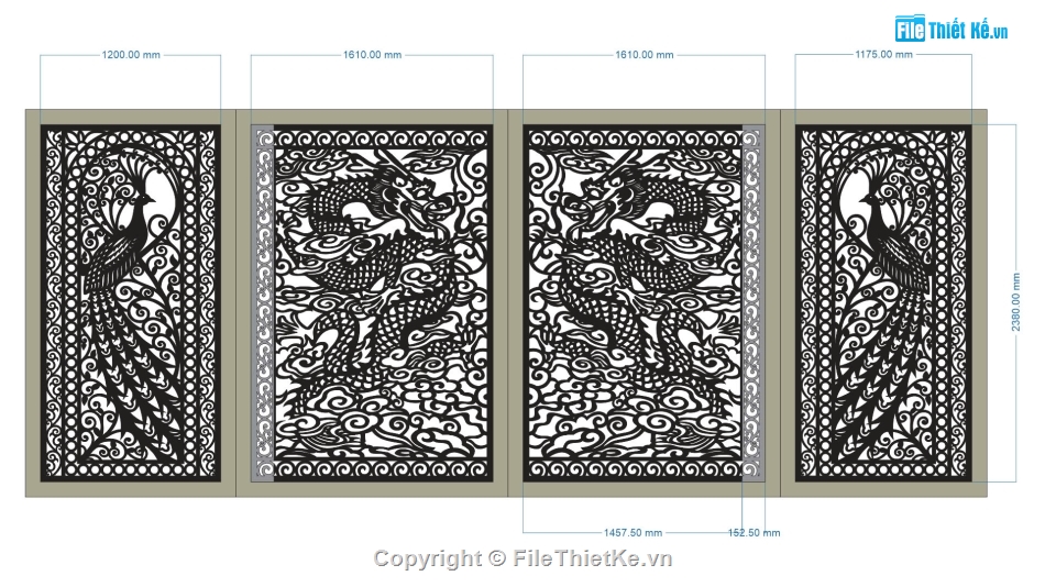 Mẫu cổng 4 cánh cnc,cổng 4 cánh cnc,cnc 4 cánh,rồng phượng