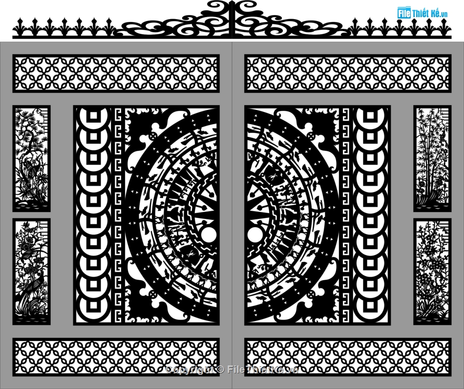cổng tứ quý cnc,cổng 2 cánh,mẫu cổng 2 cánh