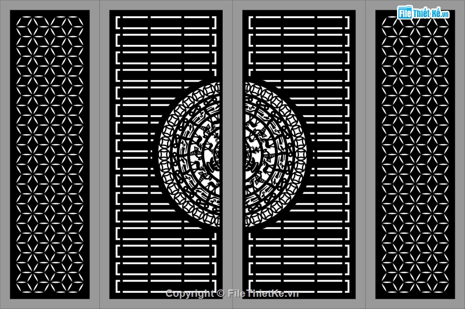 Mẫu cổng 4 cánh cnc,cổng trống đồng cnc,cad cổng cnc 4 cánh