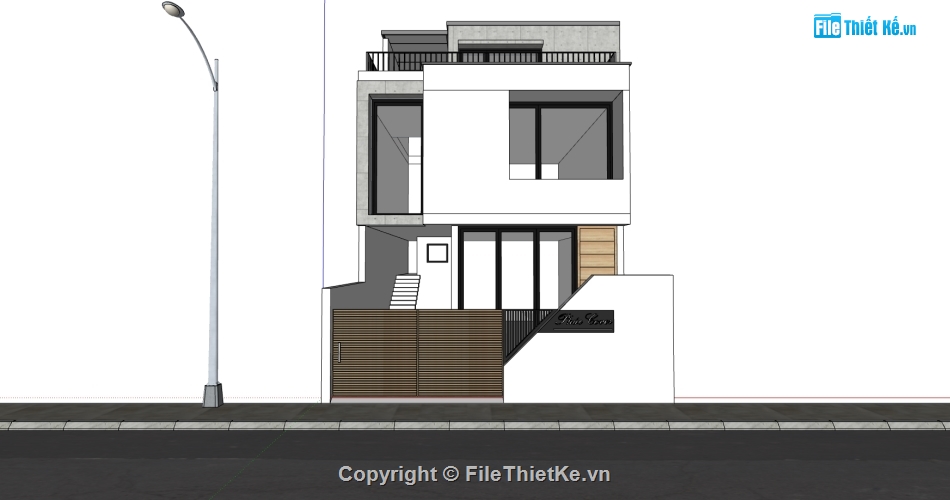 file sketchup nhà phố 2 tầng,nhà phố 2 tầng hiện đại,ngoại cảnh nhà phố 2 tầng,model su nhà phố