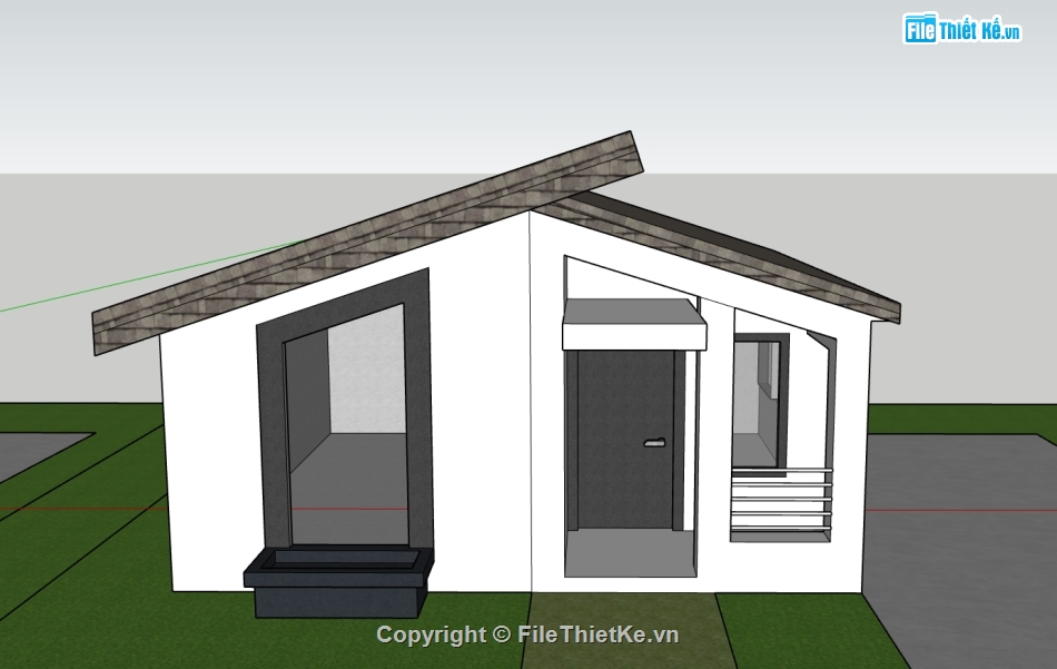 nhà cấp 4,nhà cấp 4 sketchup,sketchup nhà cấp 4