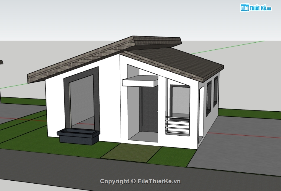 nhà cấp 4,nhà cấp 4 sketchup,sketchup nhà cấp 4