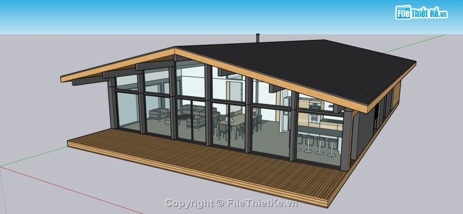 nhà 1 tầng su,file su nhà 1 tầng,sketchup nhà 1 tầng