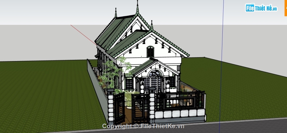 su nhà 1 tầng,model su nhà 1 tầng,sketchup nhà 1 tầng