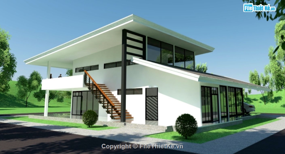 bản vẽ nhà 1 tầng,bản vẽ su nhà 1 tầng,sketchup nhà 1 tầng