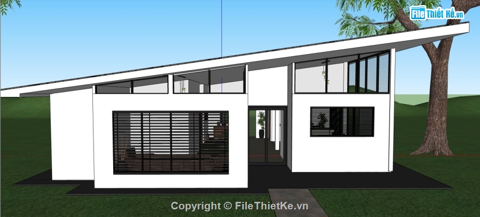 bản vẽ su nhà 1 tầng,sketchup nhà 1 tầng,model su nhà 1 tầng