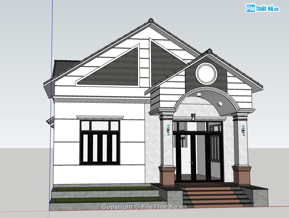 mẫu su nhà 1 tầng,model su nhà 1 tầng,file sketchup nhà 1 tầng