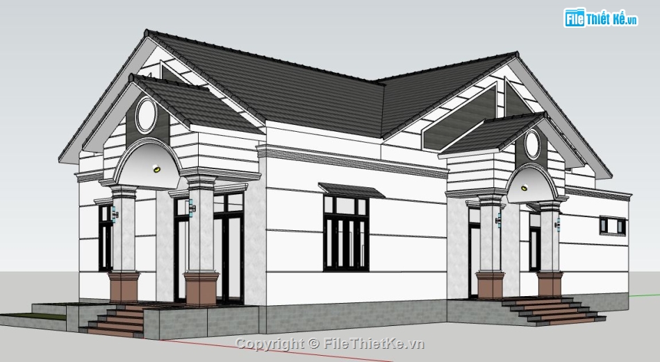 mẫu su nhà 1 tầng,model su nhà 1 tầng,file sketchup nhà 1 tầng