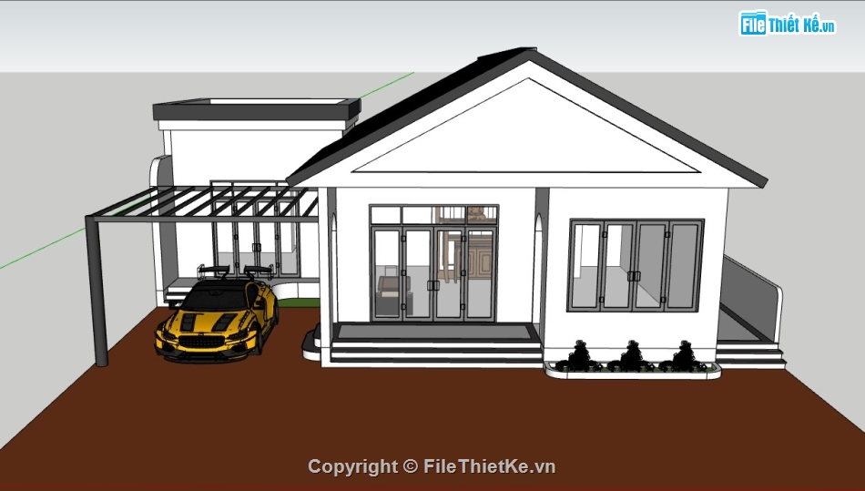 model su nhà 1 tầng,file sketchup nhà 1 tầng,mẫu su nhà 1 tầng