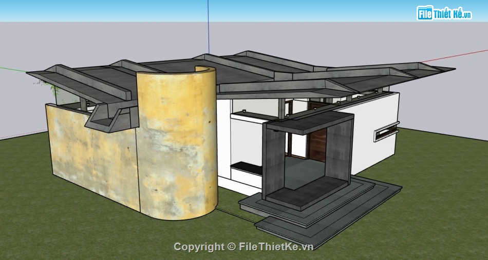 mẫu nhà 1 tầng,su nhà 1 tầng,sketchup nhà 1 tầng