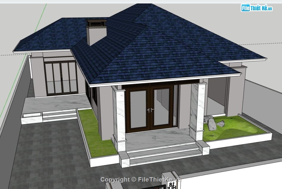 model su nhà 1 tầng,su nhà 1 tầng,sketchup nhà 1 tầng