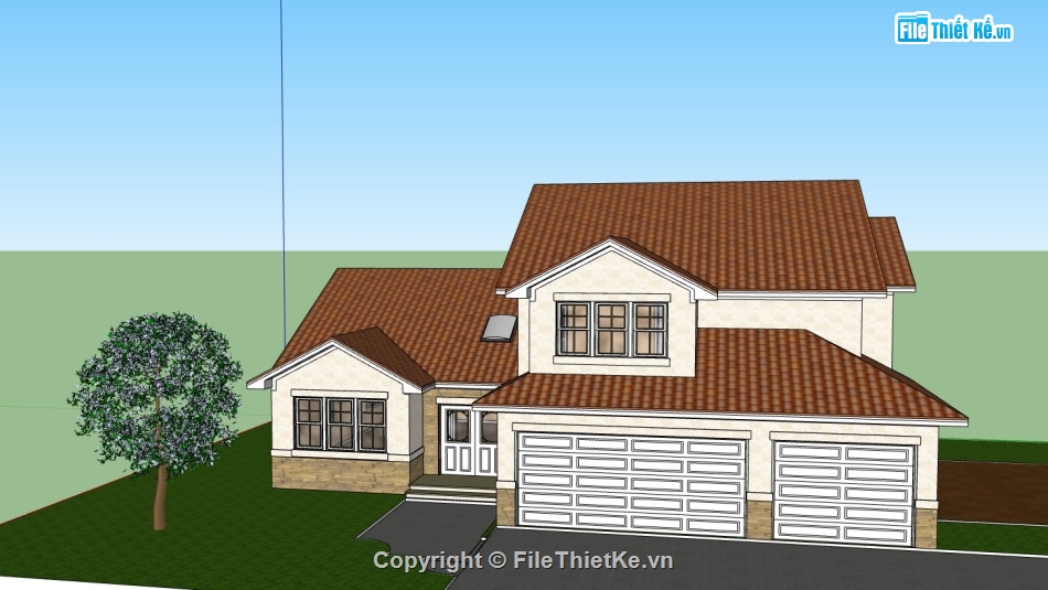 mẫu nhà 2 tầng,su nhà 2 tầng,sketchup nhà 2 tầng