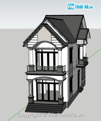 nhà 2 tầng đẹp,su nhà 2 tầng,sketchup nhà 2 tầng