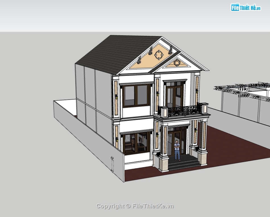 su nhà 2 tầng,nhà 2 tầng,sketchup nhà 2 tầng