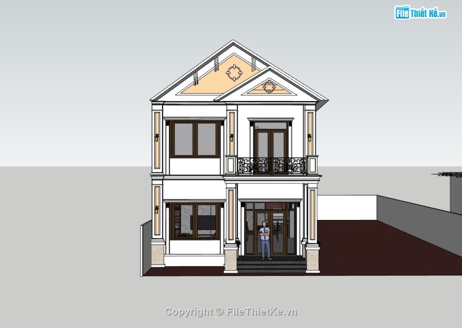 su nhà 2 tầng,nhà 2 tầng,sketchup nhà 2 tầng