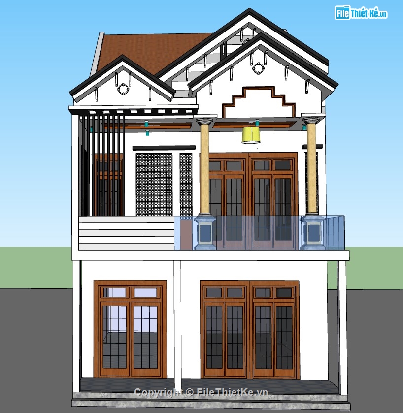 su nhà 2 tầng,model su nhà 2 tầng,sketchup nhà 2 tầng