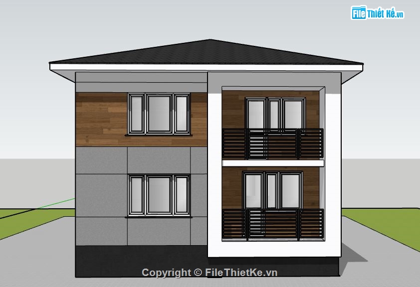 su nhà 2 tầng,model su nhà 2 tầng,sketchup nhà 2 tầng