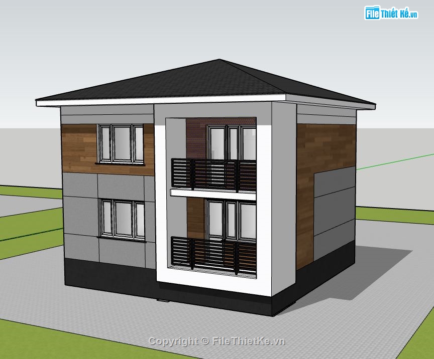 su nhà 2 tầng,model su nhà 2 tầng,sketchup nhà 2 tầng