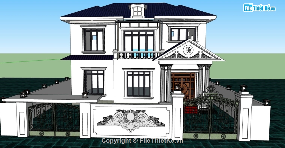 mẫu nhà 2 tầng,model su nhà 2 tầng,file sketchup nhà 2 tầng