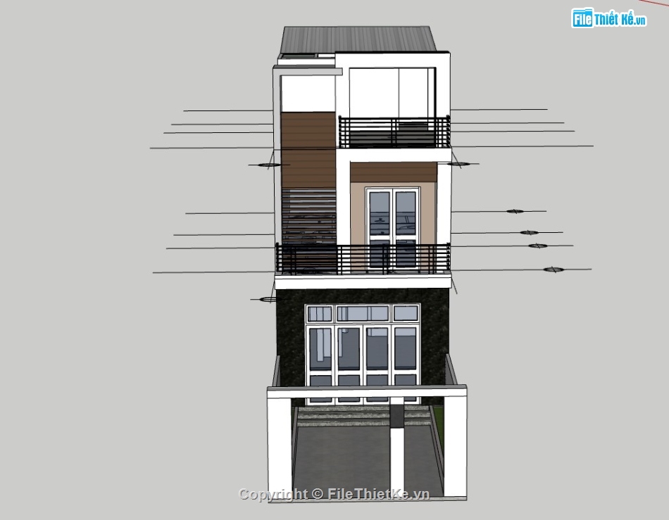 file nhà 3 tầng,su nhà phố 3 tầng,model su nhà 3 tầng