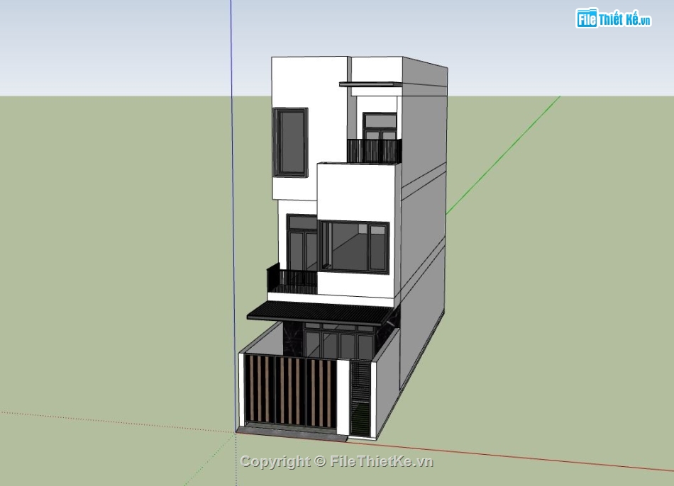 nhà 3 tầng,sketchup nhà 3 tầng,nhà 3 tầng hiện đại