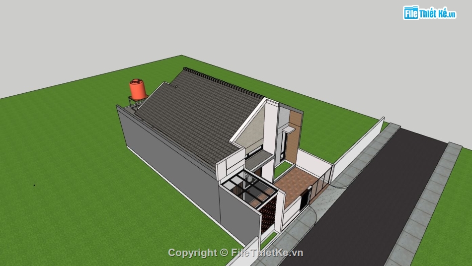 biệt thự 2 tầng,sketchup biệt thự 2 tầng,biệt thự hiện đại