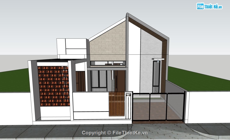 biệt thự 2 tầng,sketchup biệt thự 2 tầng,biệt thự hiện đại