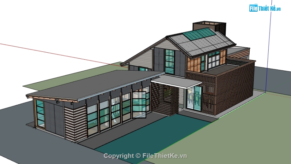 dựng 3d su nhà biệt thự hiện đại,biệt thự 2 tầng file sketchup,nhà biệt thự dựng model su