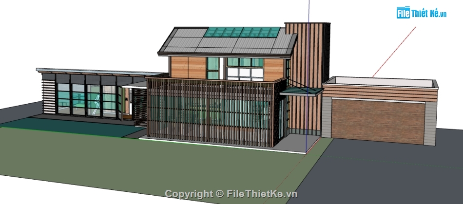 dựng 3d su nhà biệt thự hiện đại,biệt thự 2 tầng file sketchup,nhà biệt thự dựng model su