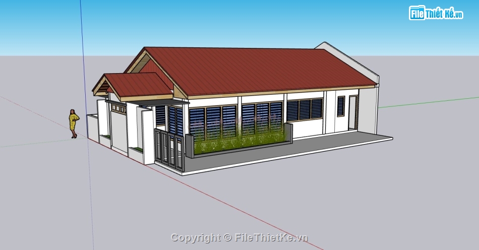 nhà cấp 4,sketchup nhà cấp 4,nhà cấp 4 hiện đại