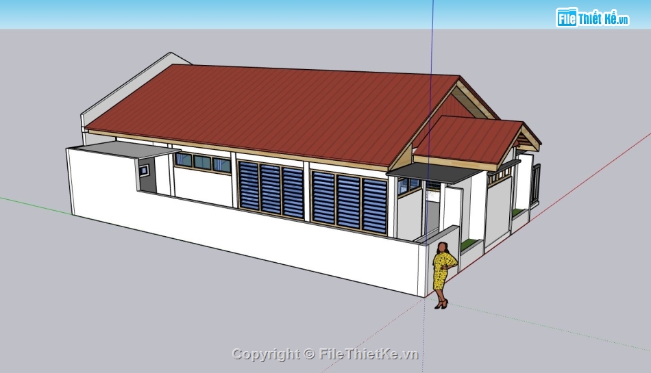 nhà cấp 4,sketchup nhà cấp 4,nhà cấp 4 hiện đại