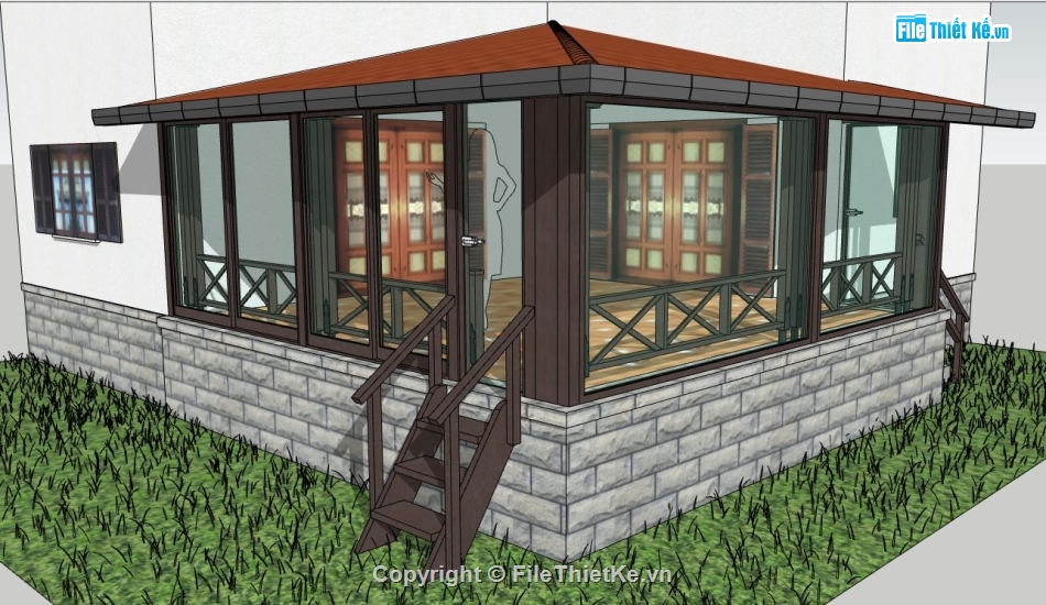 su nhà nghỉ chân,mẫu nhà dừng nghỉ,sketchup nhà dừng nghỉ