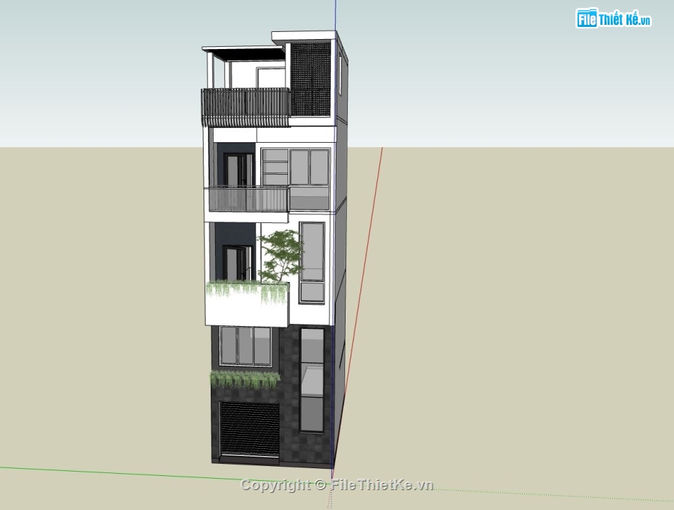 nhà lô phố 4 tầng,sketchup nhà phố,mẫu nhà phố đẹp