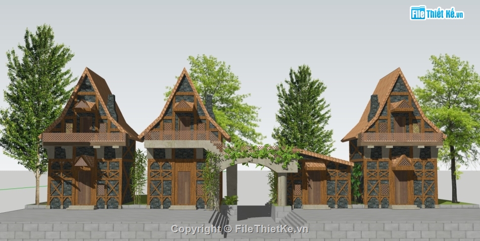 nhà khu nghỉ dưỡng,khu nghỉ dưỡng,sketchup nhà nghỉ dưỡng