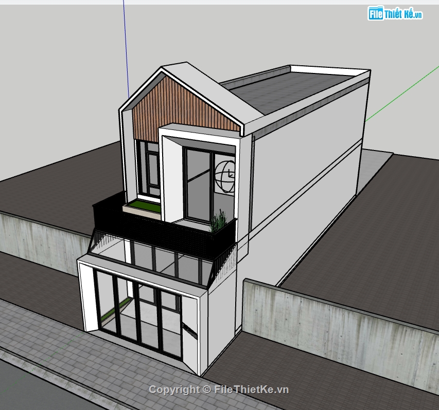 nhà phố 3 tầng,su nhà phố,sketchup nhà phố