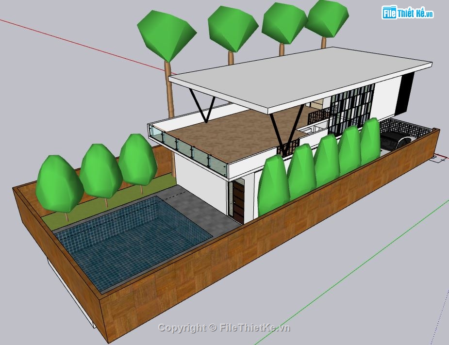 su nhà phố 2 tầng,file sketchup nhà phố,model su nhà phố