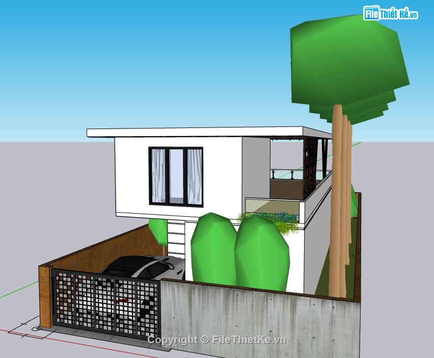 su nhà phố 2 tầng,file sketchup nhà phố,model su nhà phố