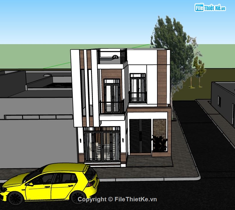 su nhà phố 2 tầng,sketchup nhà phố 2 tầng,model su nhà phố